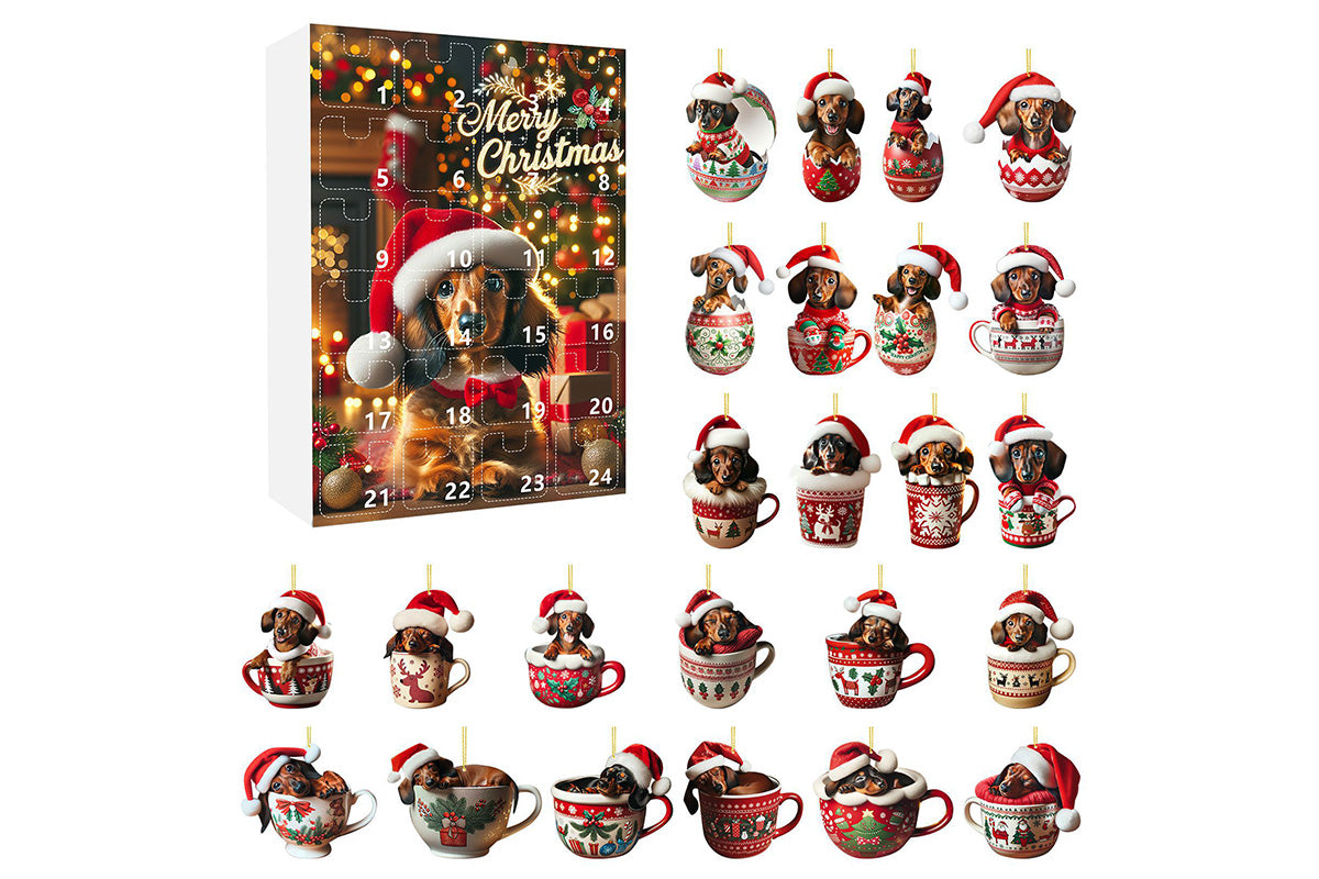 Christmas Countdown Advent Calendar Dog Holiday Collectible Hanging Ornament