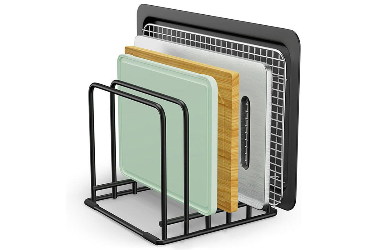 5 Slot Kitchen Organizer Rack Dish and Cutting Board Holder for Cabinet Countertop Pantry