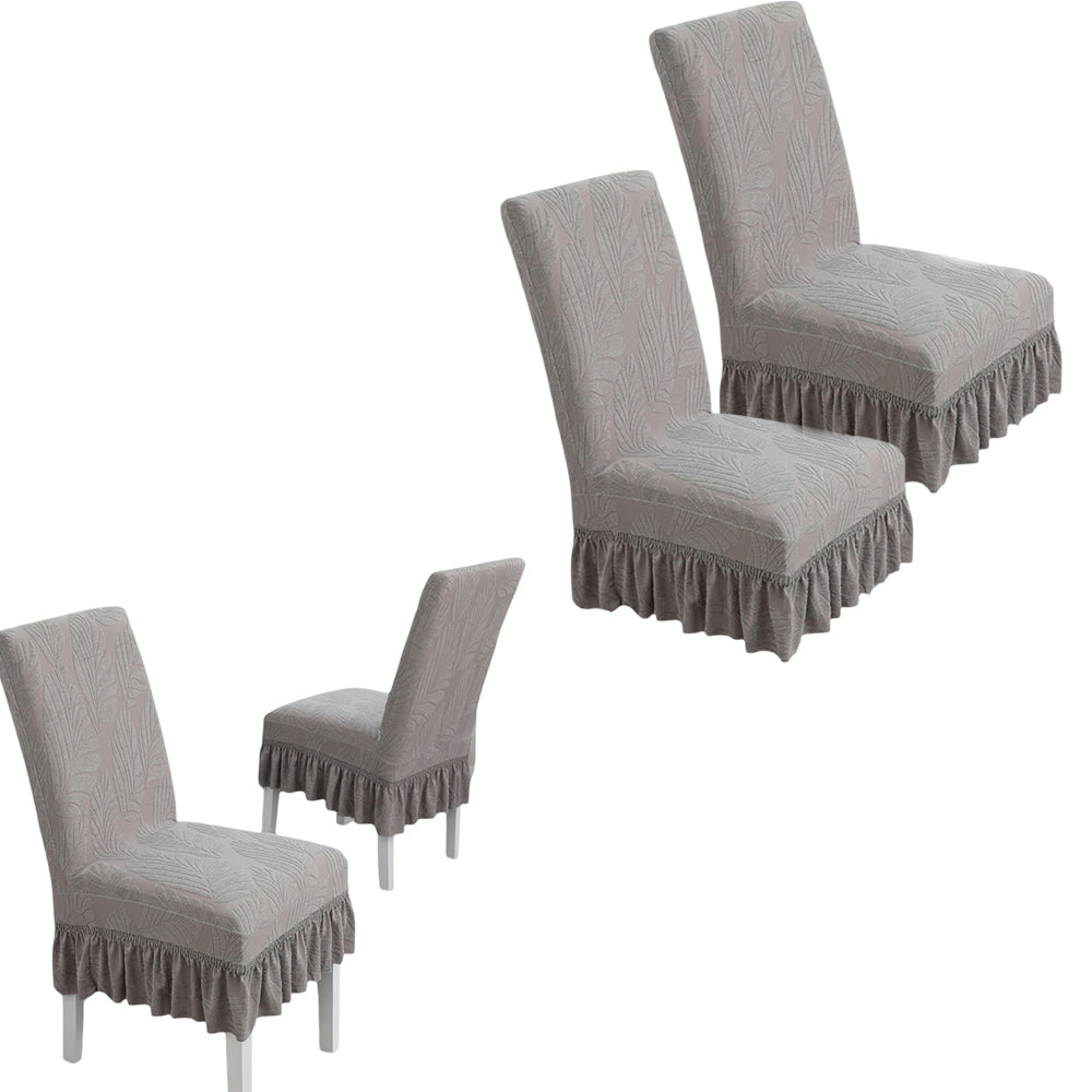 2Pcs Stretch Dining Chair Covers with Ruffled Skirt Stain and Wrinkle Resistant Fabric