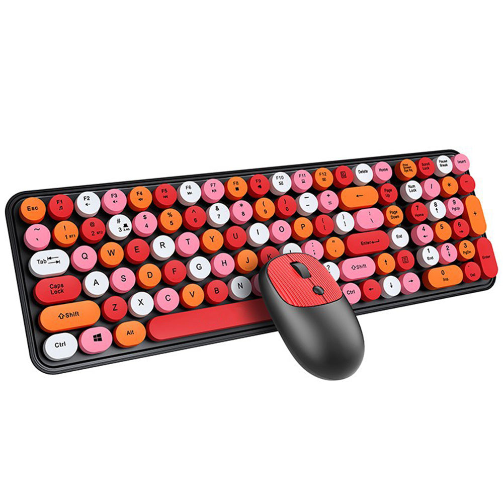 2.4GHz Wireless Keyboard And Mouse Combo With Round Key Caps