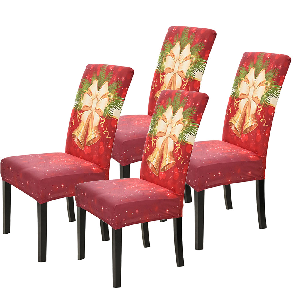4Pcs Christmas Dining Chair Covers Stretch Washable Spandex Slipcovers for Holiday Decoration