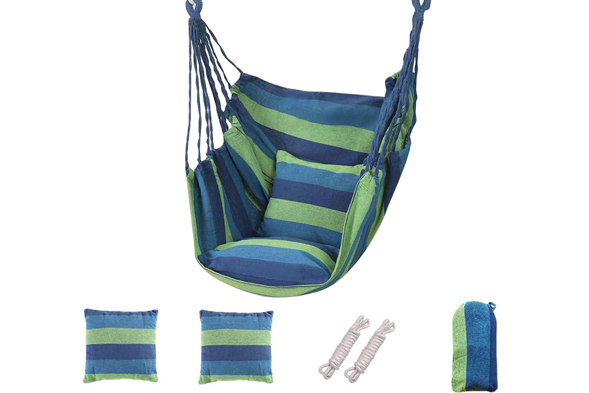 Outdoor Hanging Chair with 2 Cushions Dormitory Hammock Swing Indoor Swing