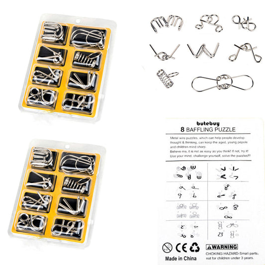 2 Set of Brain Teasers Metal Puzzles-16 Pack