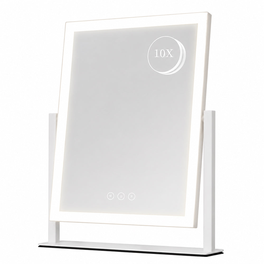 10X Magnifying LED Makeup Mirror 3-Color Dimmable 360-Degree Rotation Tabletop Vanity