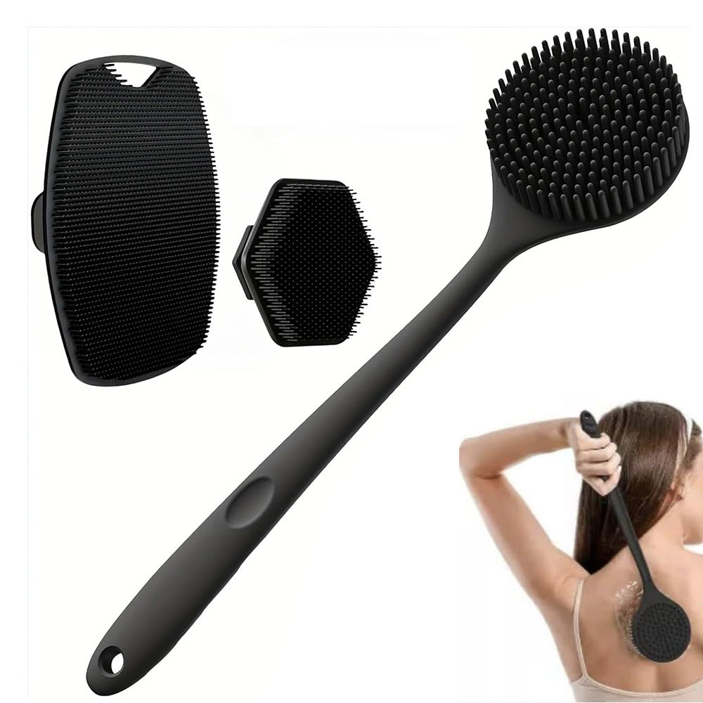 Long Handle Silicone Body Scrubber Shower Brush Set Bath Brush