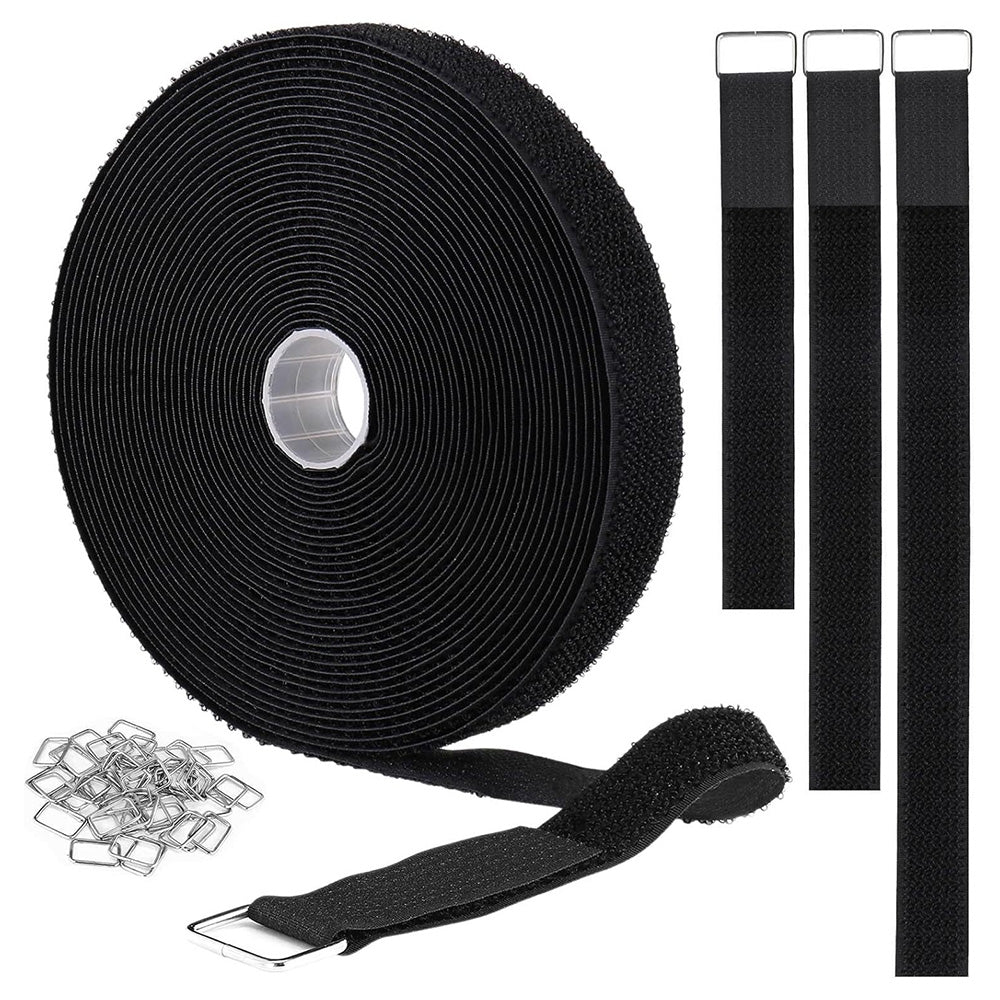 Self Gripping Hook and Loop Tie Nylon Cable Strap with Metal Buckles