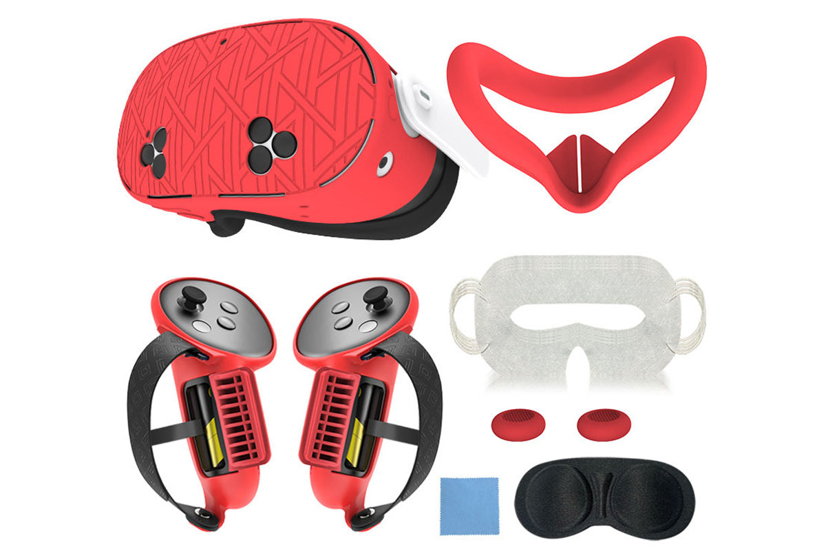 7-Piece Silicone Protective Case Set for Meta Quest 3S VR Headset Accessories