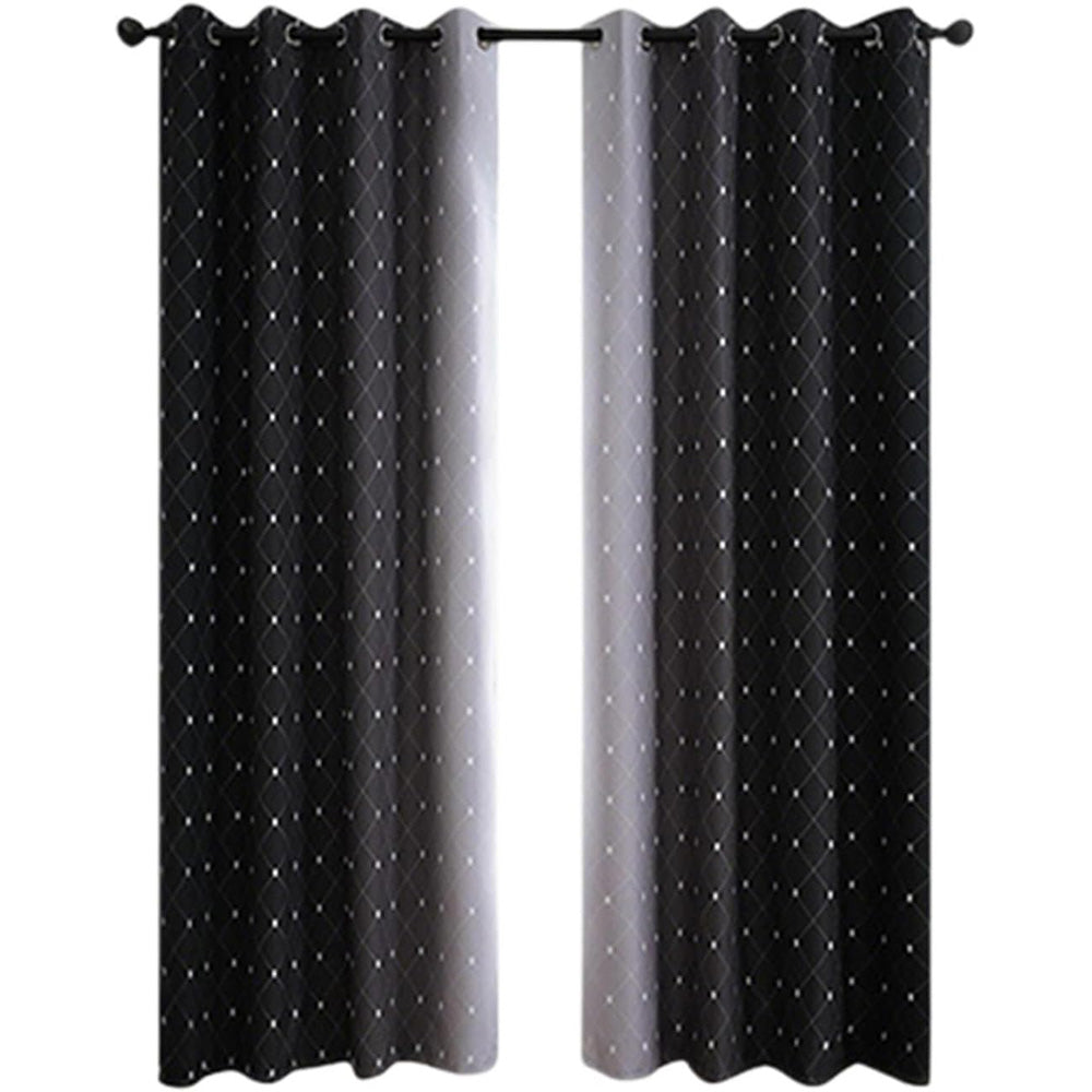 2XBlackout Curtain Gradient Color Curtains for Bedroom Living Room-Black