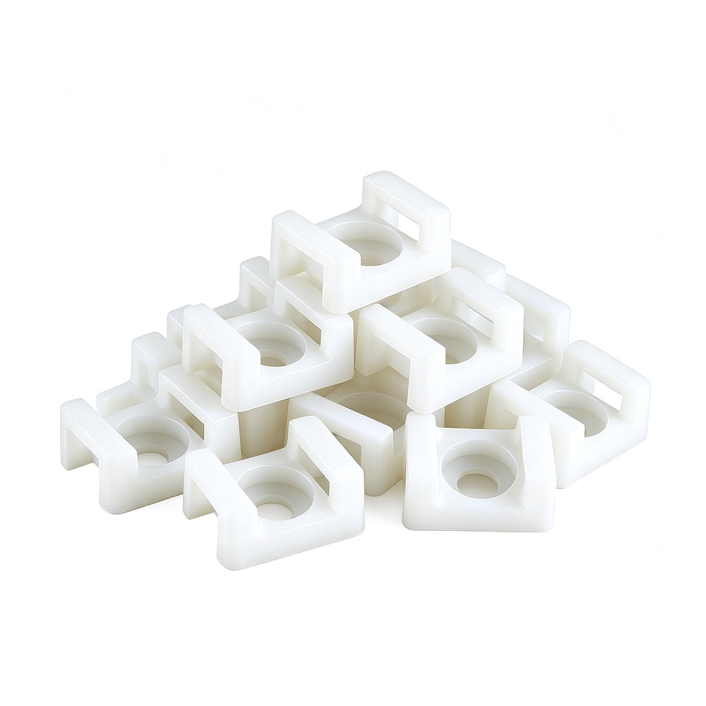 500 PCS Cable Tie Base Nylon Saddle Mount for Wire Management-White