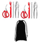 9Pcs Seafood Tool Set with Stainless Steel Forks Plastic Forks Cracker Scissors and Pouch