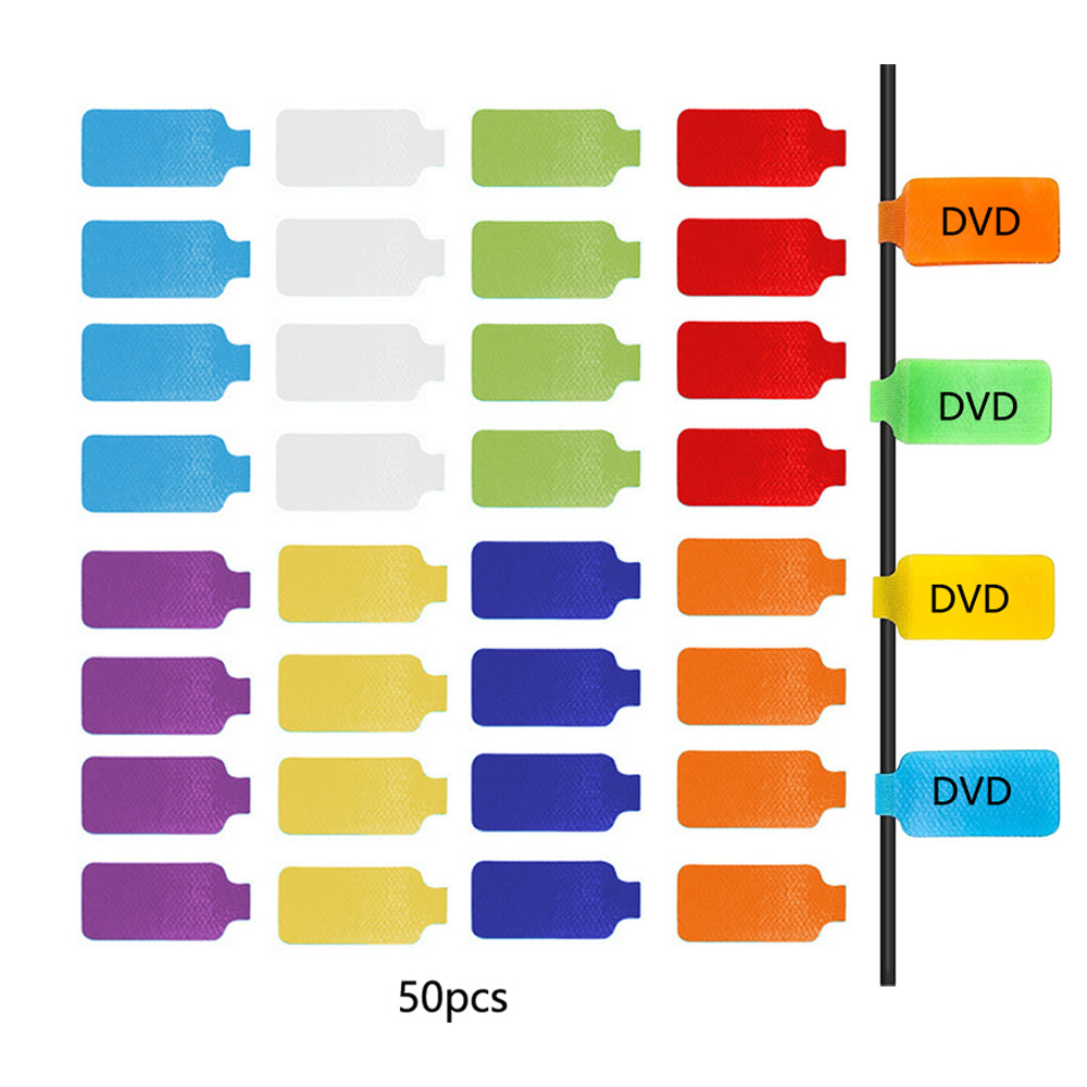 50Pcs 9 Colors Water Resistant Cable Tags Wire Labels for Cable Management
