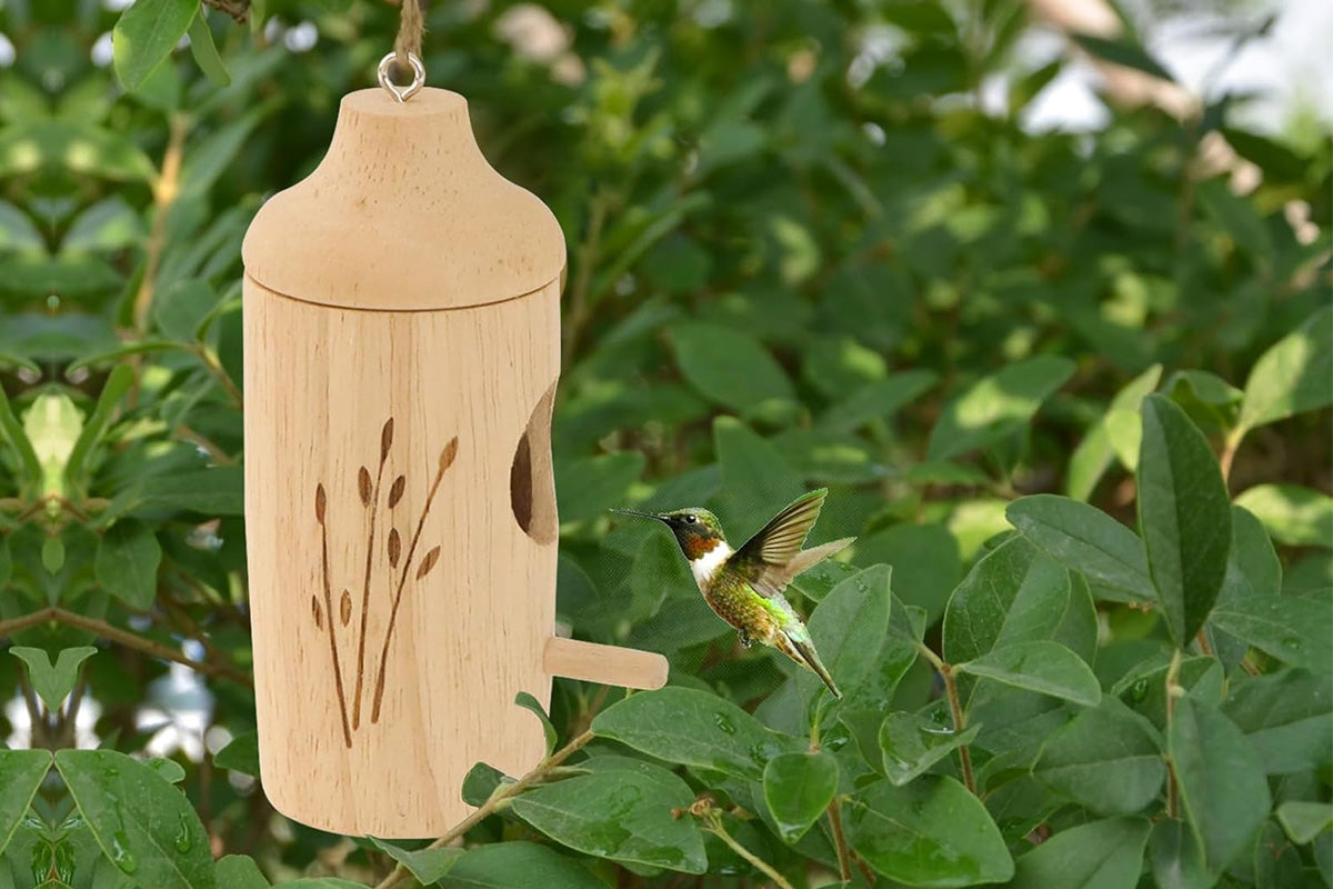 3PCS Hummingbird House Wooden Bird Houses For Outside Hanging Decor