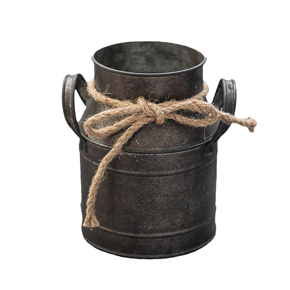 Vintage Metal Bucket Iron Decorative Flower Vase Without Words