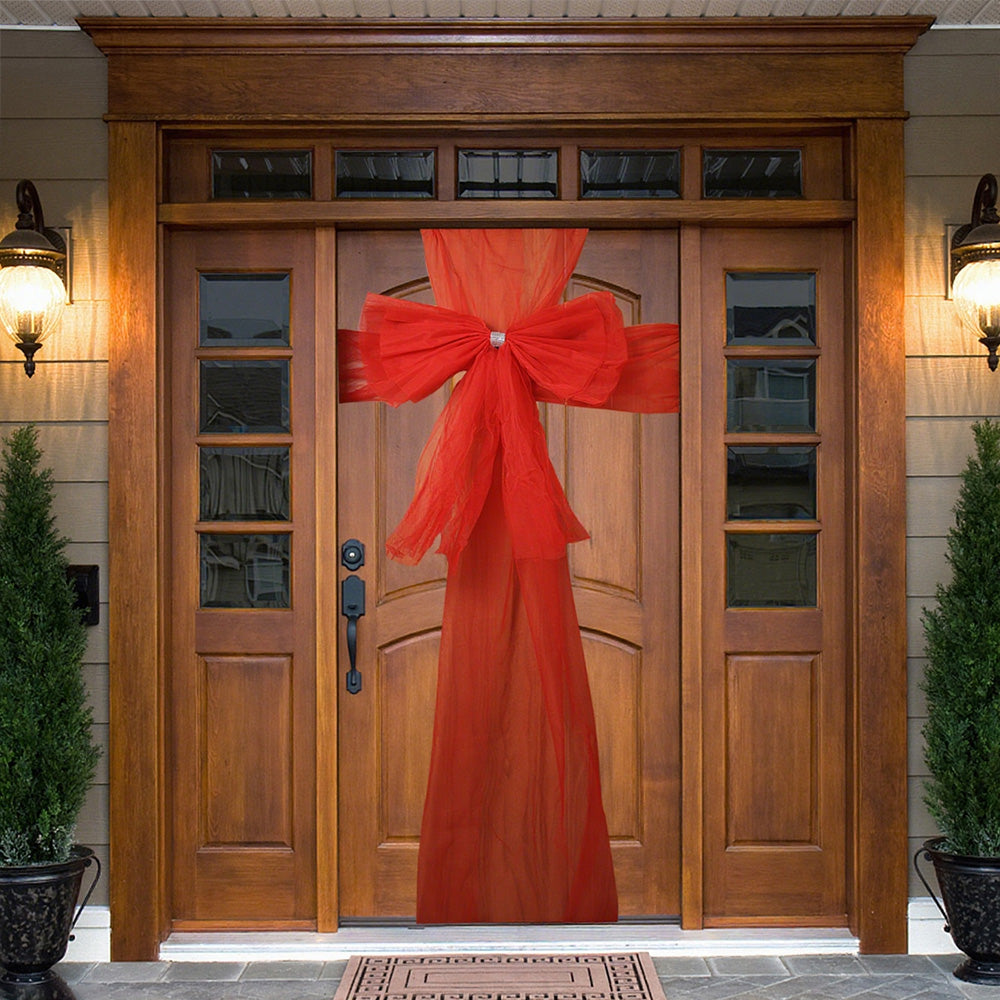 Large Red Christmas Door Bow for Outdoor Holiday Home Decoration