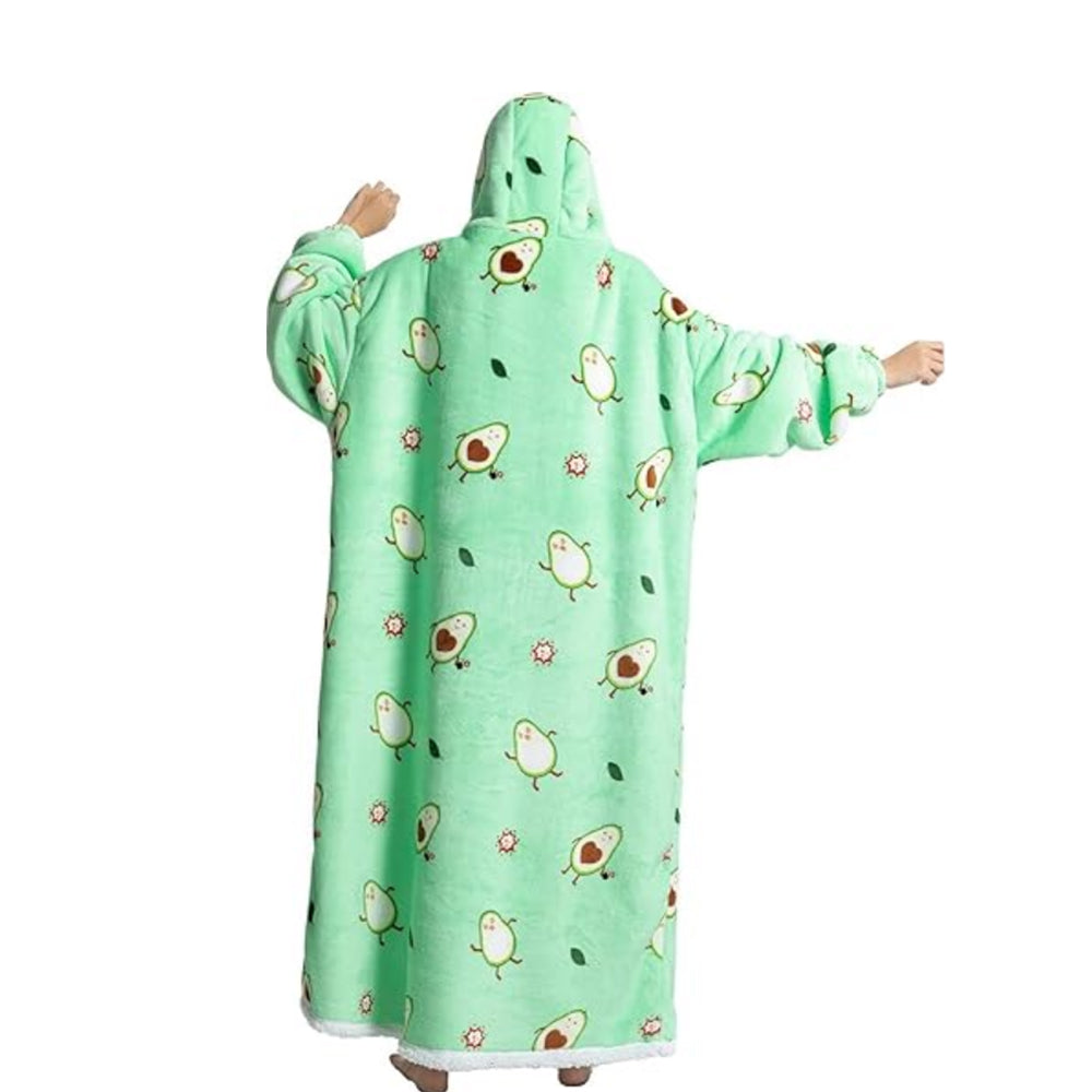 Extra Long Hoodie Wearable Blanket With Big Pocket for Adults