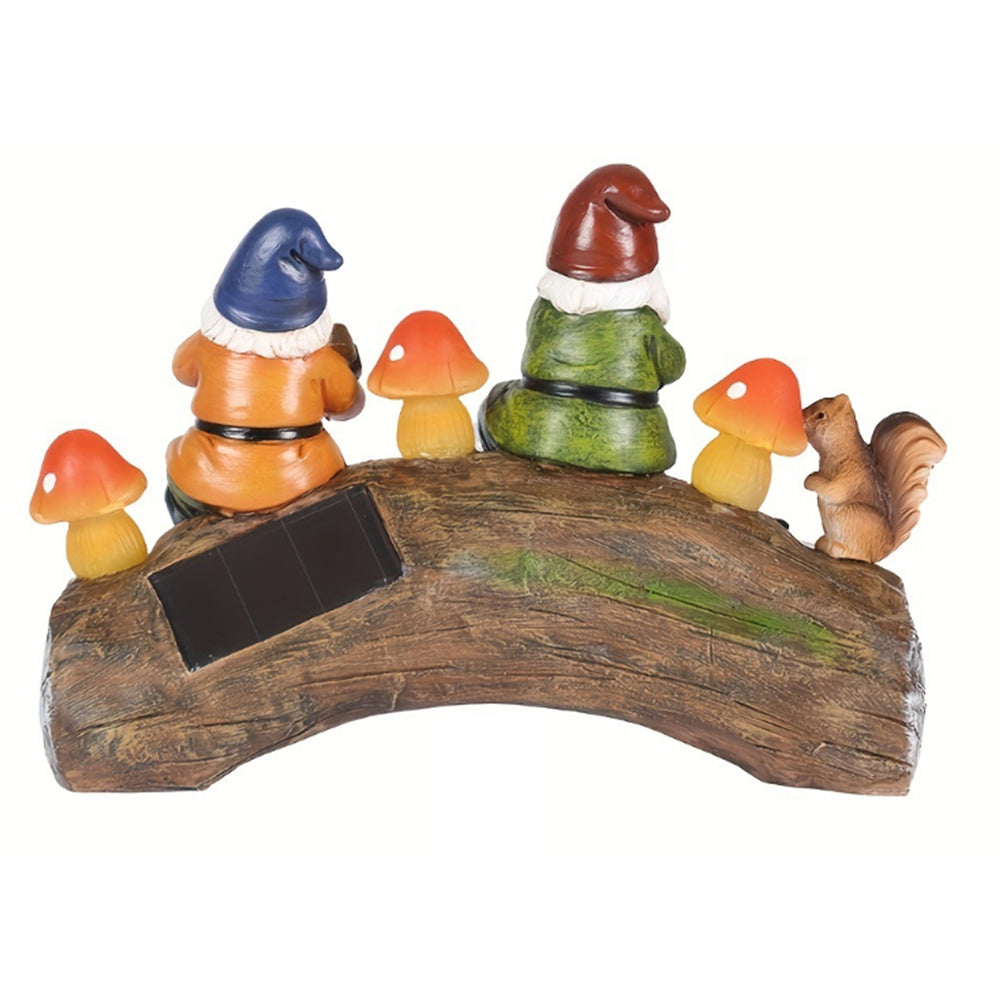 2Pcs Resin Garden Gnome Ornament Solar Light