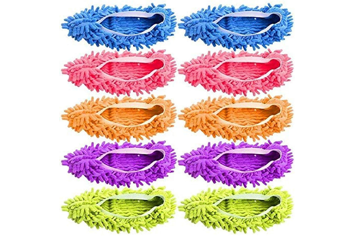 5 Pairs Mop Slipper Shoe Covers Floor Cleaning Foot Socks Washable Reusable
