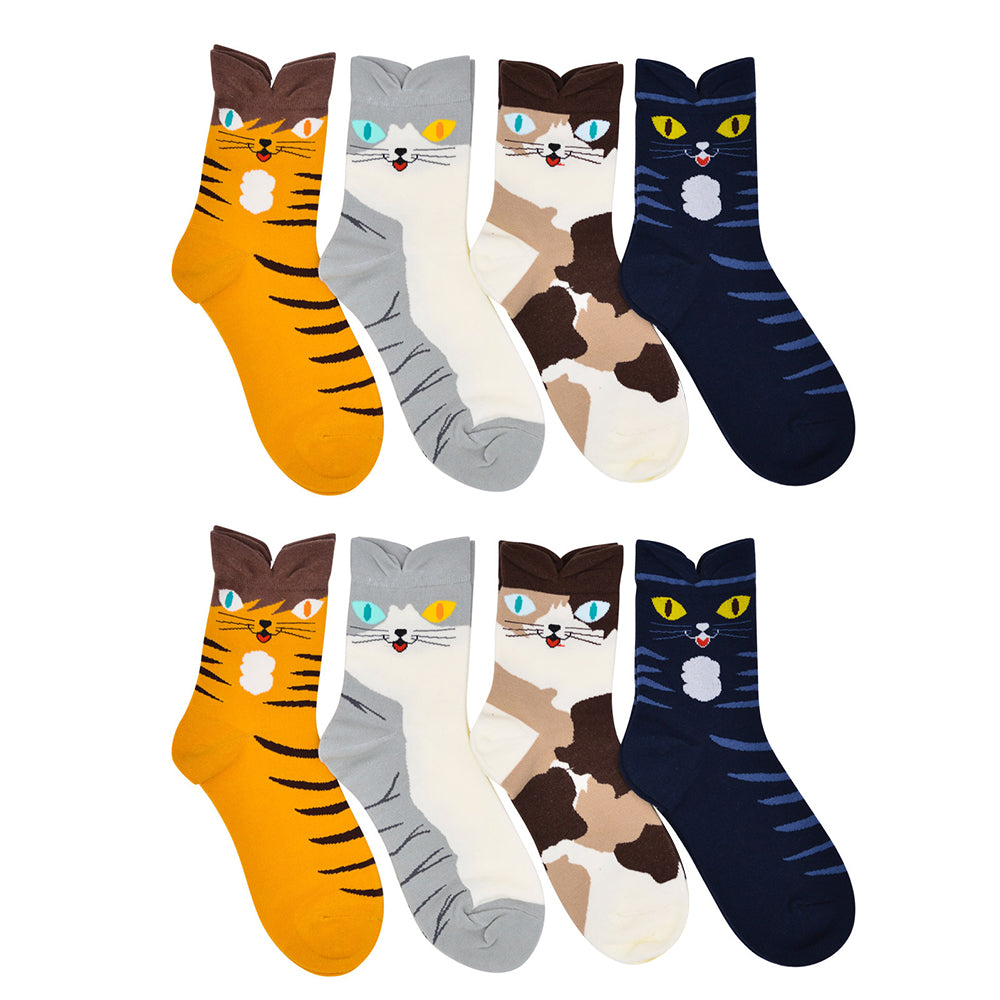 4 Pairs of Cotton Cat Patterns Socks