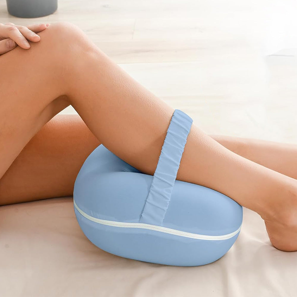 Knee Support Pillow with Ice Silk Cover and Elastic Strap for Side Sleepers