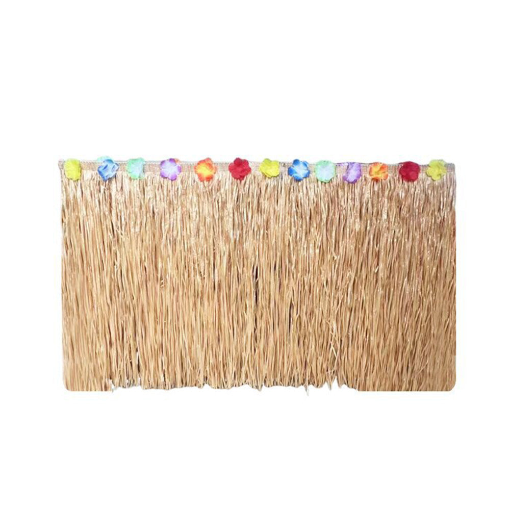 300x75cm Straw Color Tassel Table Skirt for Hawaiian Beach Parties