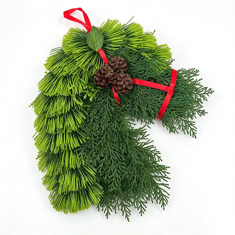Artificial Horse Head Shaped Christmas Wreath for Door and Wall Decor