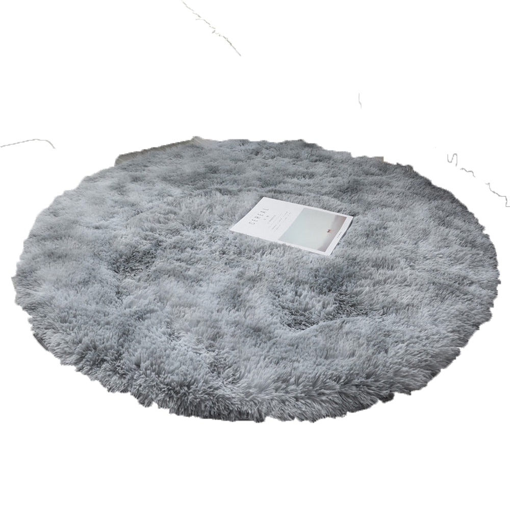 Tie Dyed Plush Round Floor Rug-Grey