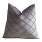 Velvet Rhombus Pleated Cushion Cover for Sofa Bedroom and Window Seat-Grey