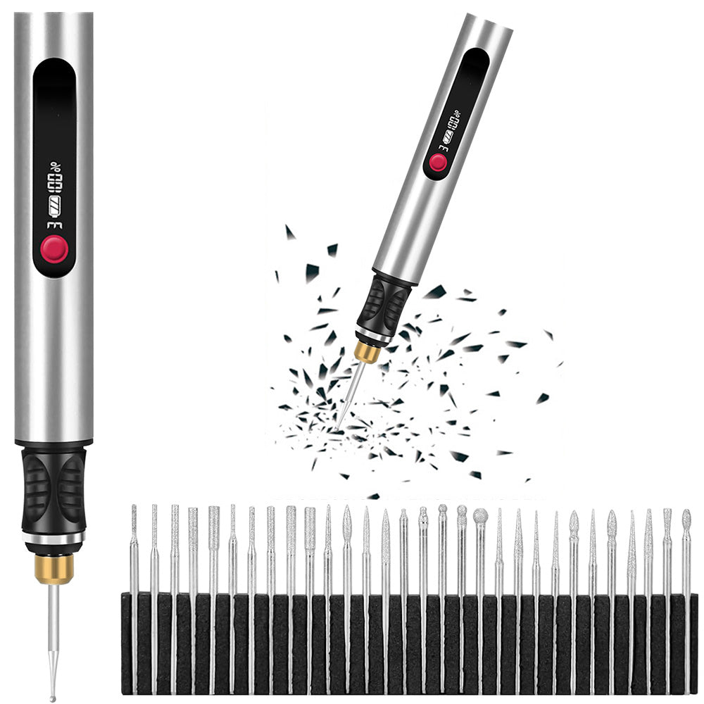 Electric Engraving Pen with 30 Bits 3-Speed Adjust Engraving Pen for Metal Wood Glass