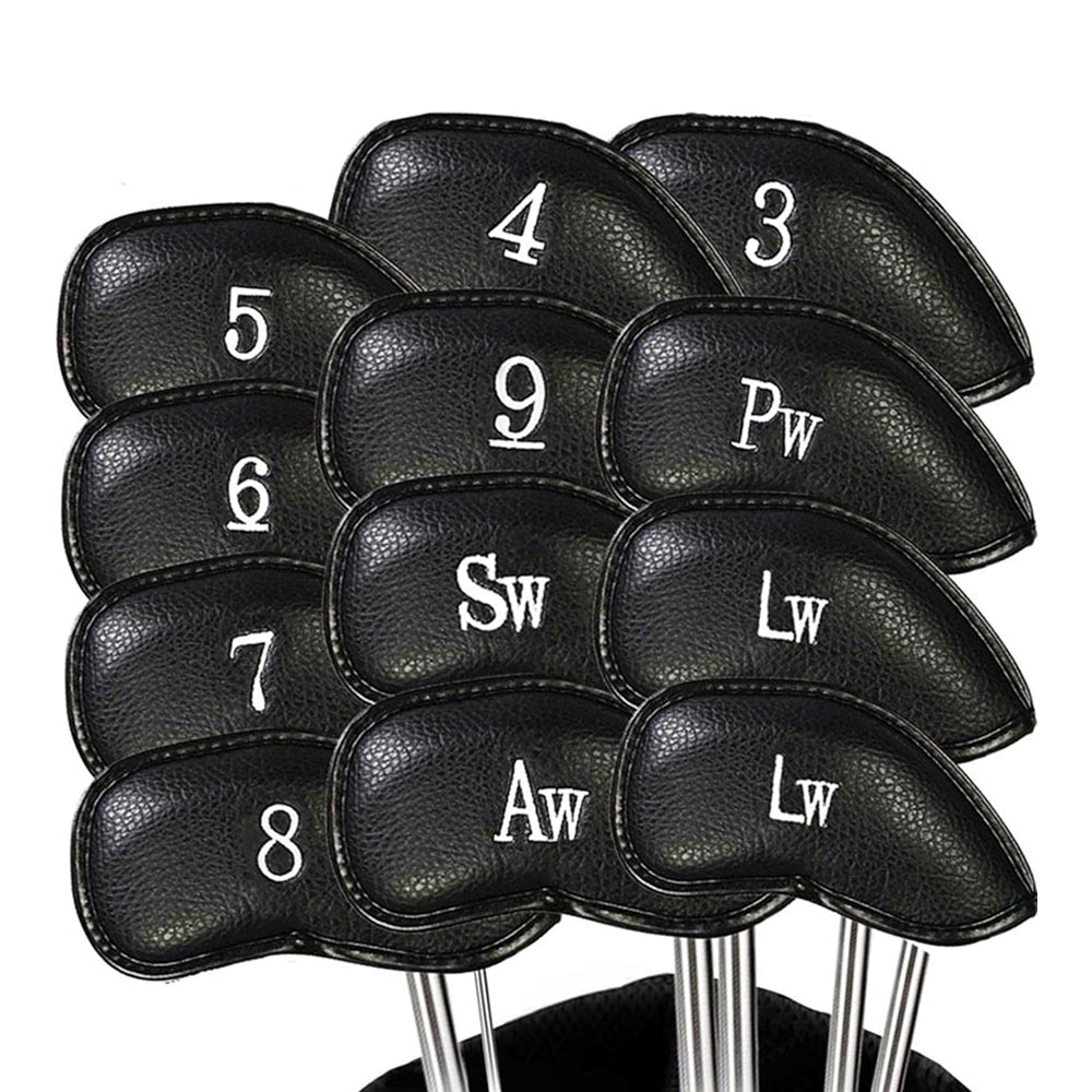 12Pcs PU Leather Head Cover Golf Iron Club Putter Head Cover