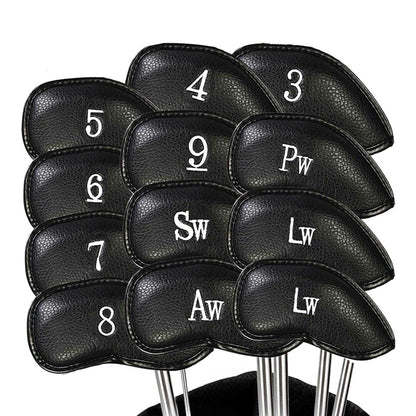 12Pcs PU Leather Head Cover Golf Iron Club Putter Head Cover
