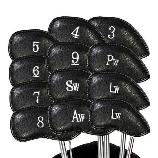 12Pcs PU Leather Head Cover Golf Iron Club Putter Head Cover