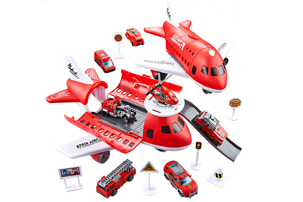 Kids Transformable Airplane Transport Playset Transformable Storage Plane Toy