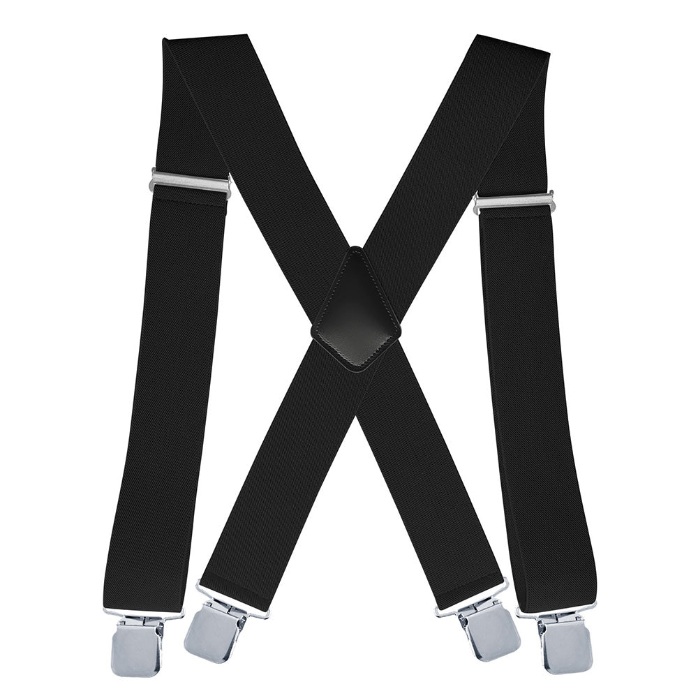 Mens X Back Elastic Suspenders with 4 Metal Clips Adjustable to 120cm