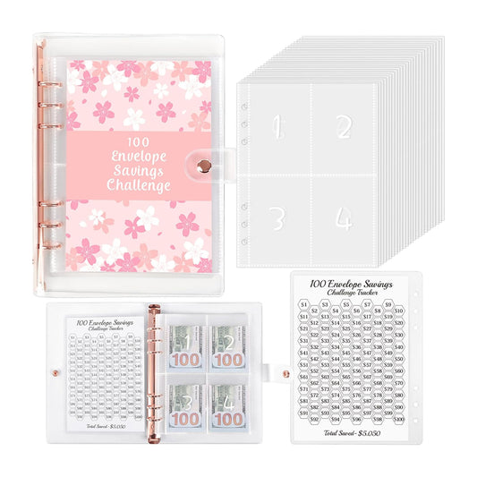 100 Envelopes Money Saving Challenge Binder Budget Planner Book