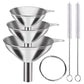 6PCS Stainless Steel Mini Funnels And Cleaning Brushes For Kitchen Filling Bottles