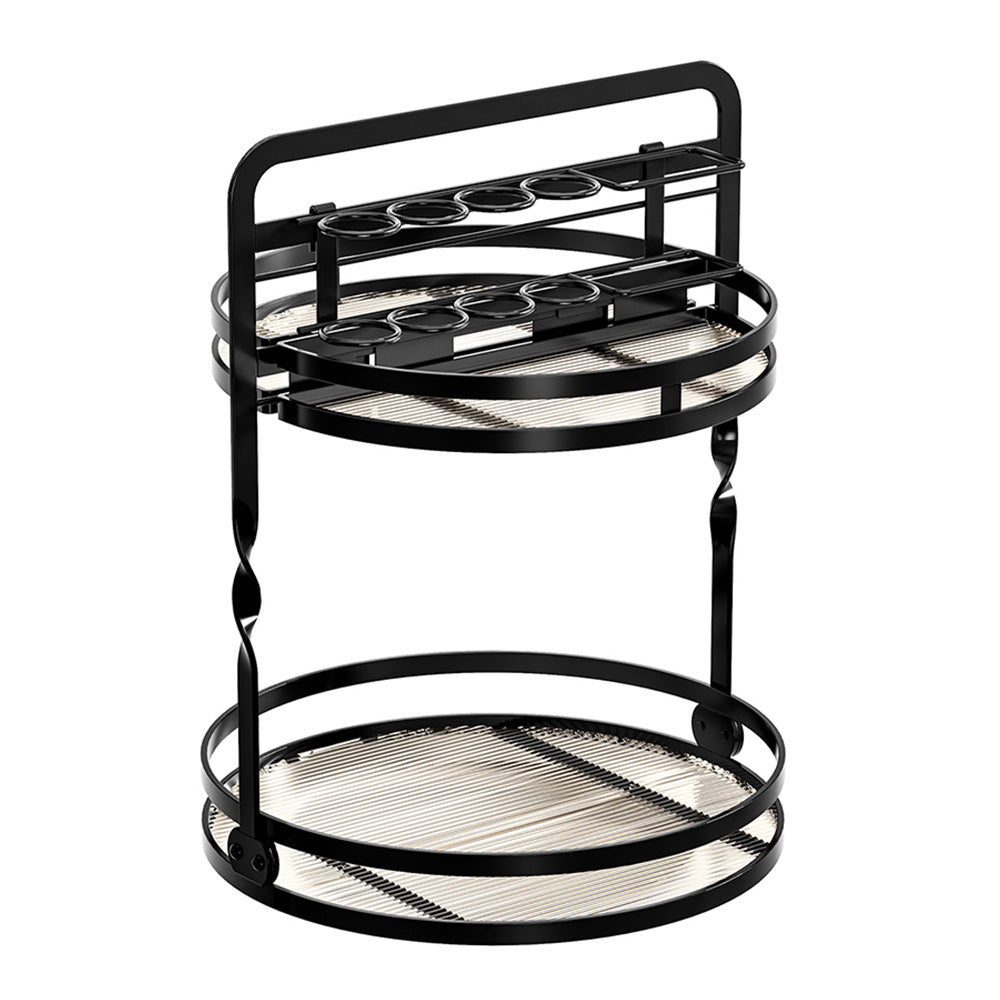 Rotating Makeup Organizer Double Layer with Brush Holder for Skincare Perfume