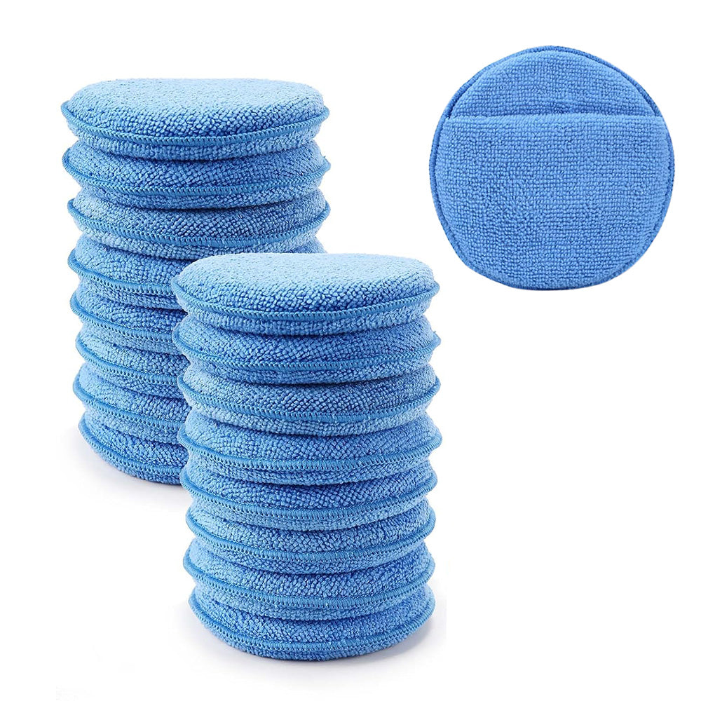 18 Pack 12.7cm Car Wax Applicator Pads Microfiber Sponge for Polishing Cleaning Tire Shine