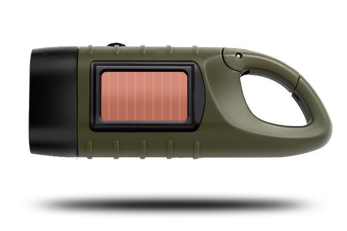 Hand Crank Solar Powered Flashlight Emergency Rechargeable LED Flashlight