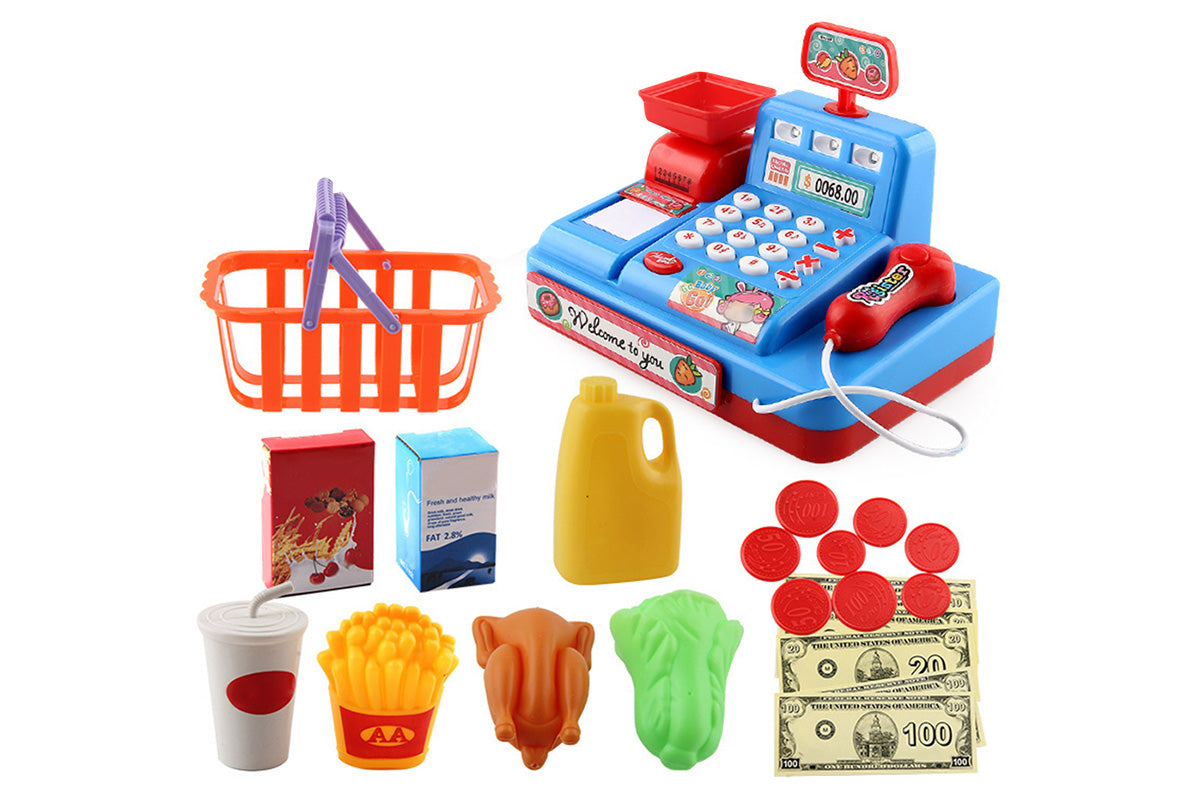 Cash Register Pretend Play Calculator Cash Register Toys with Scanner