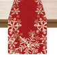 Linen Christmas Table Runner Long Farmhouse Holiday Home Kitchen Table Decorations