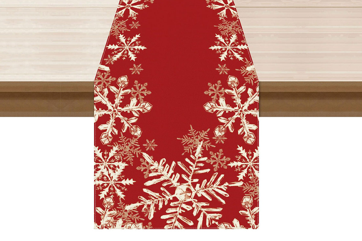 Linen Christmas Table Runner Long Farmhouse Holiday Home Kitchen Table Decorations