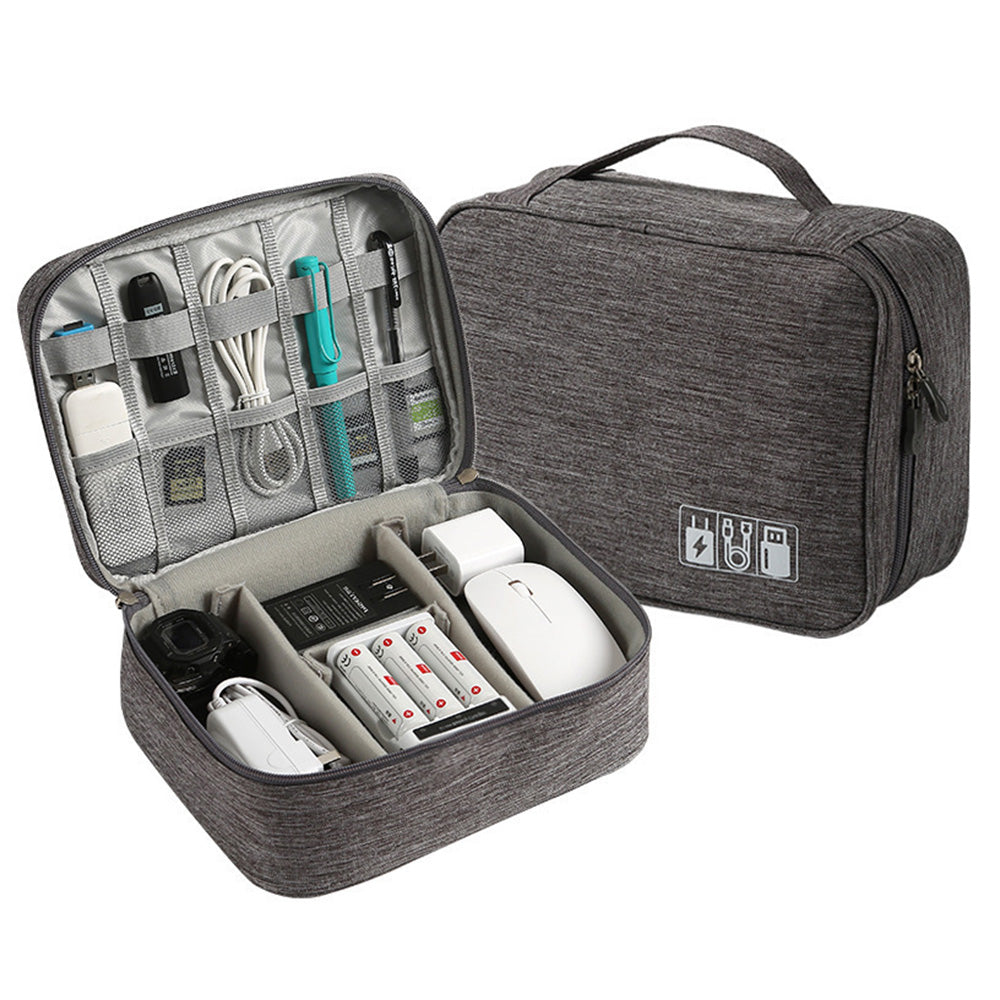 Large Digital Electronics Travel Organizer Bag with Adjustable Dividers