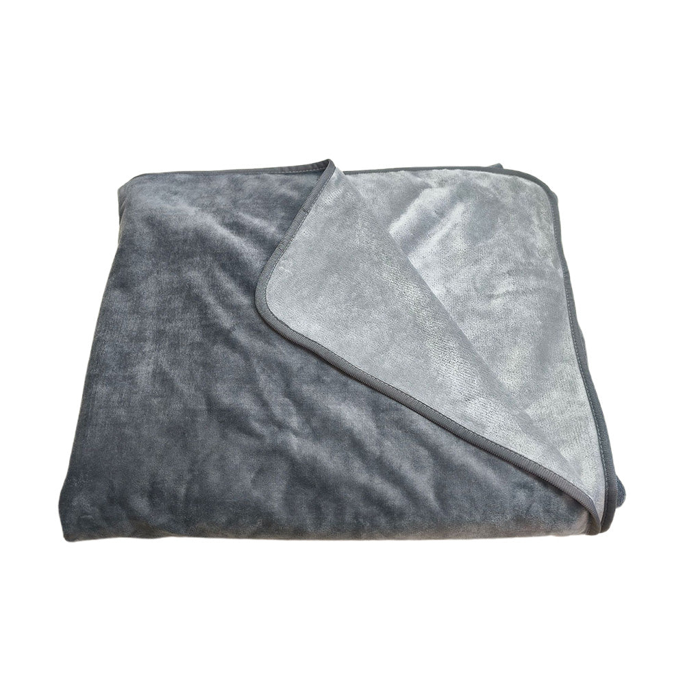 Water-Resistant Reversible Flannel Blanket Machine-Washable for Bed Sofa Camping-Grey