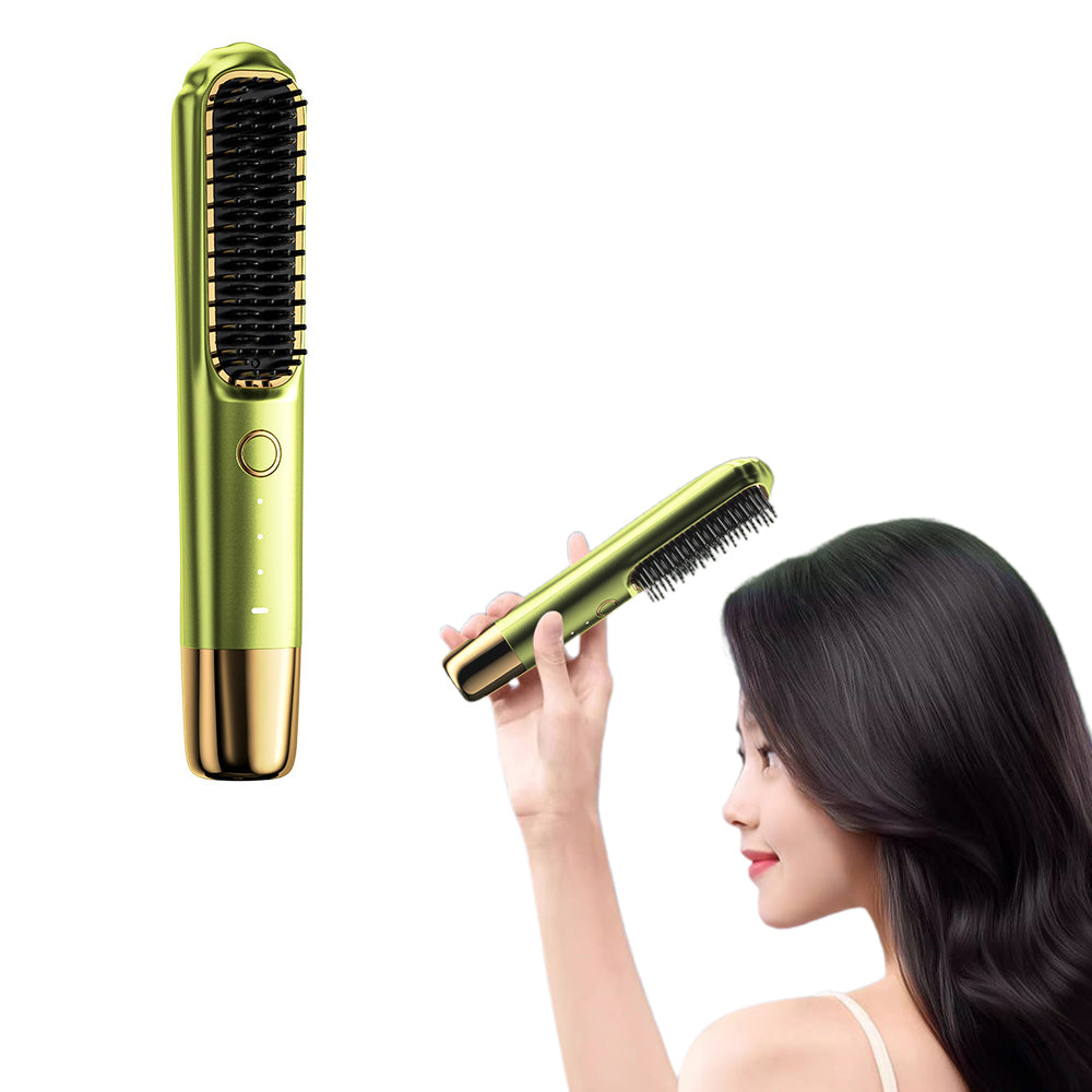 Rechargeable 2-in-1 Cordless Hair Straightener Brush and Curler