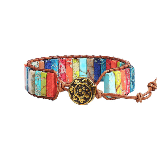 7 Chakra Boho Leather Wrap Bracelet
