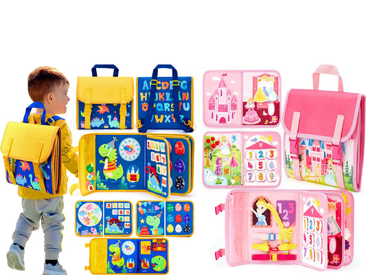 Montessori Busy Board Backpack Sensory Learning Portable Educational Activity Toy for Kids