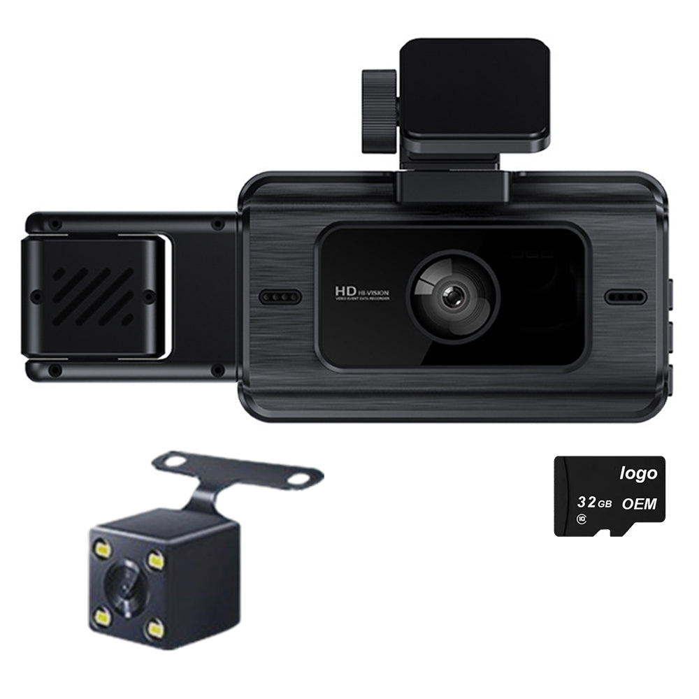 1080P 3 Cam Front and Rear Night Vision Car Dash Camera Video DVR Recorder