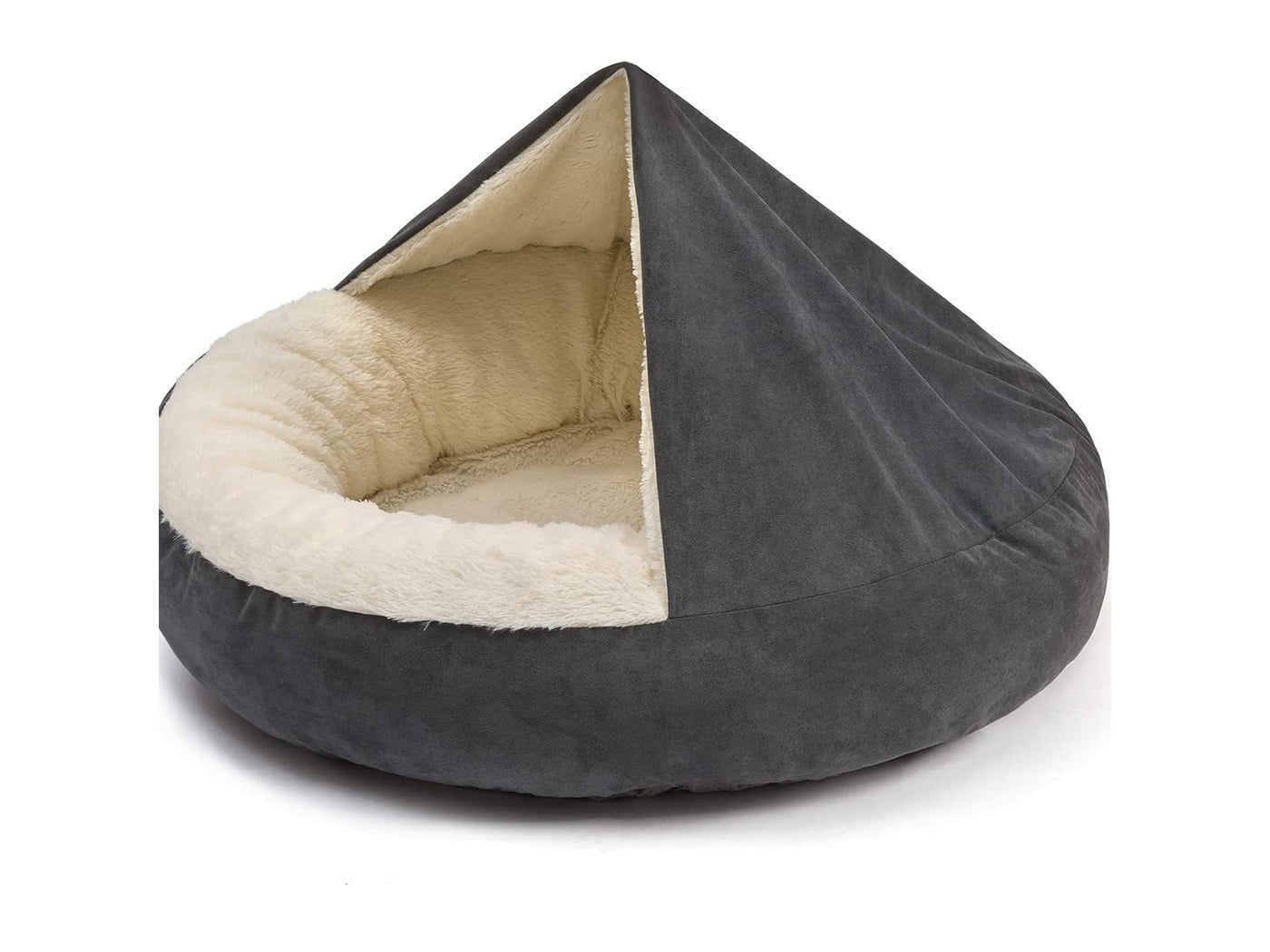 Small Dog Cat Bed with Hooded Blanket Cozy Dog Nest with Anti-Slip Bottom Machine Washable