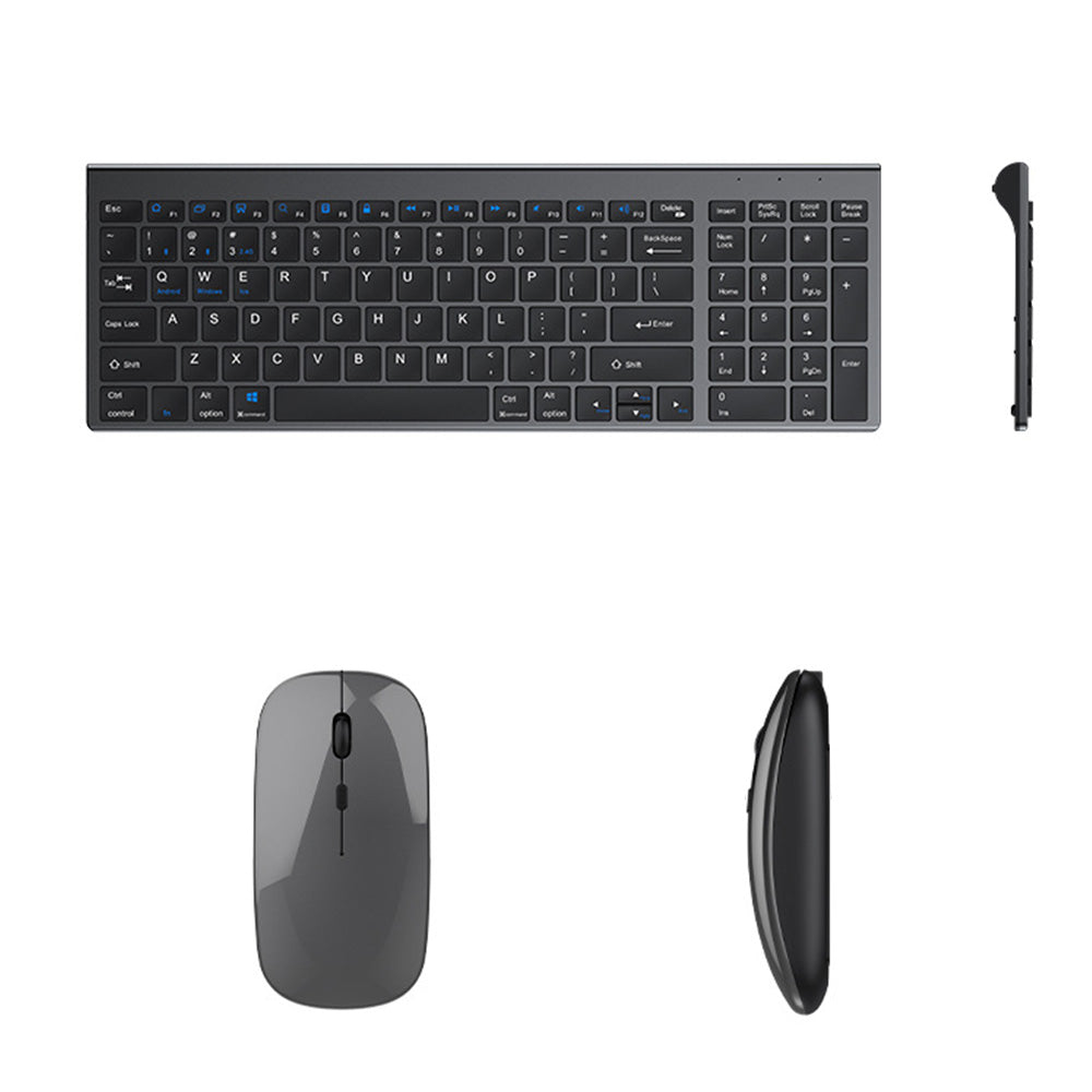 Wireless Keyboard and Mouse Set Triple Modes Bluetooth  Rechargeable For Tablet PC