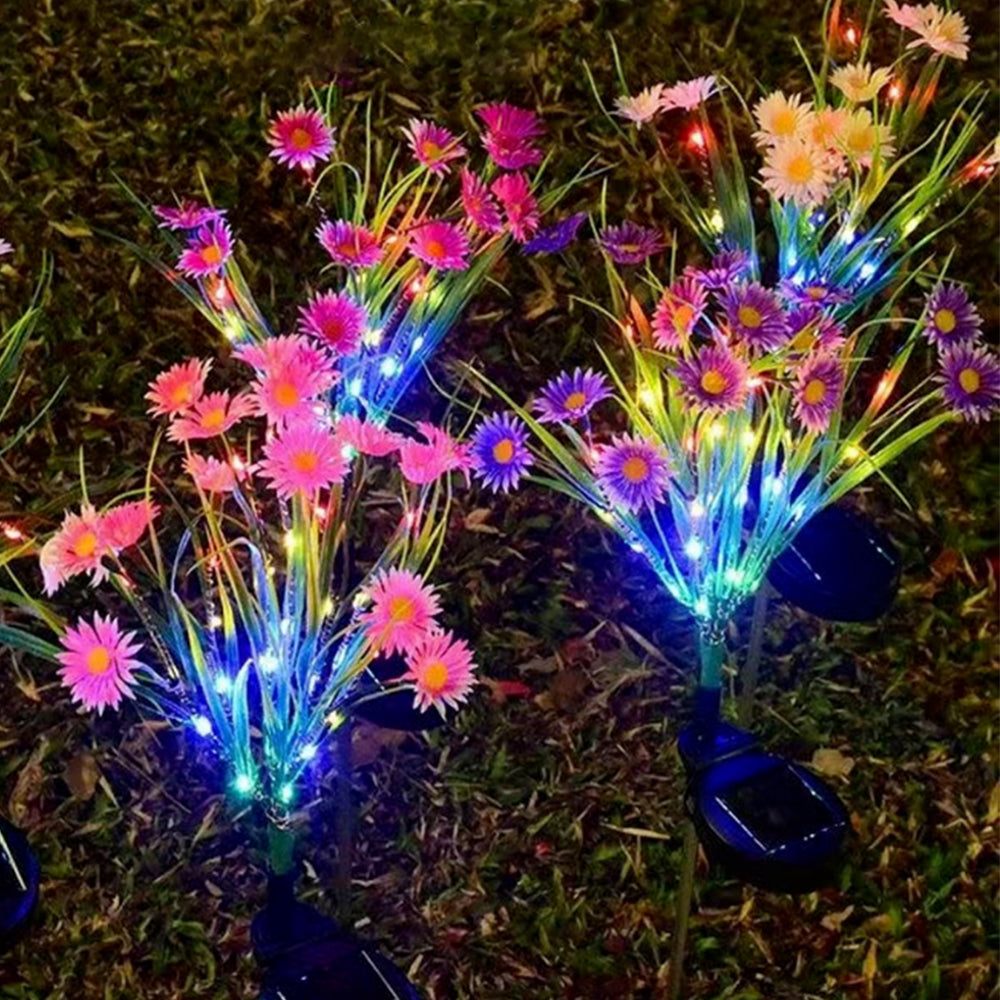 2Pcs Solar Garden Flowers Stake Light